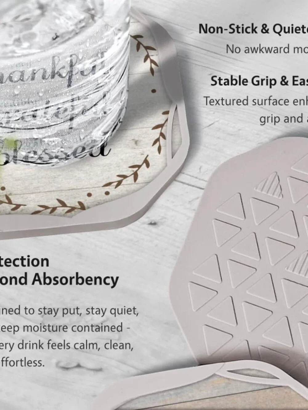 Absorbent Drink Coasters Set of 6 with Holder - Thoughtful House Warming Gifts f